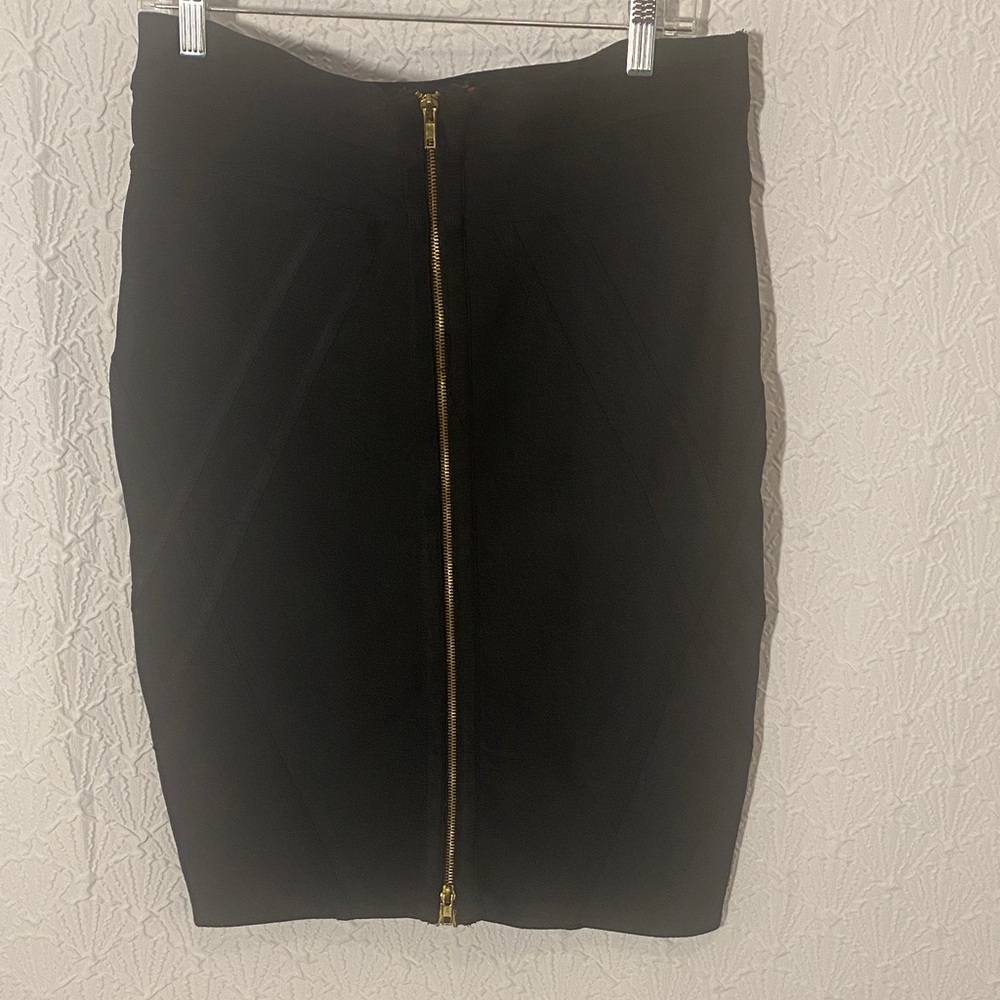 Rainbow Black Pencil Skirt with Gold Zipper Bold Confident Playful Chic Classic